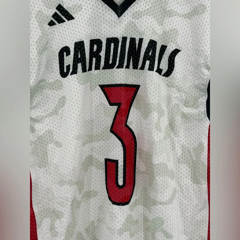 Adidas Louisville Cardinals #3 Football Jersey White Camo Men’s Large NCAA